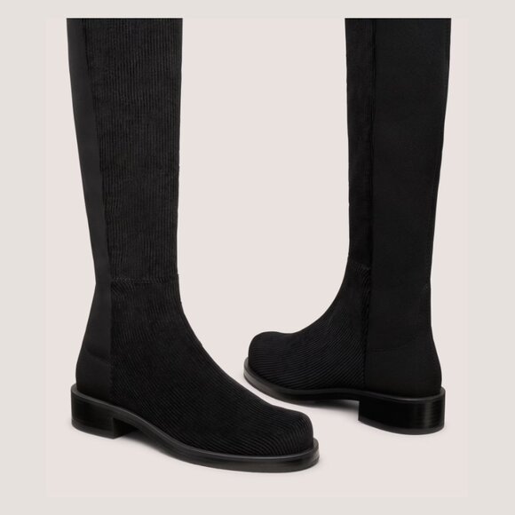 Stuart Weitzman 5050 BOLD BOOT Black Corduroy Velvet Size 7.5 - Picture 3 of 4
